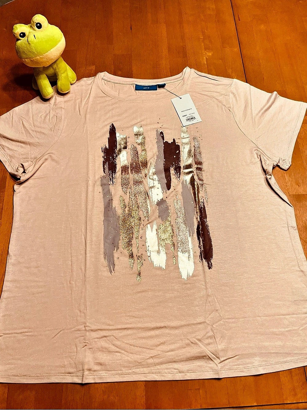 Apt. 9 Abstract Graphic Short Sleeve Tee in Light Pink XL NWT